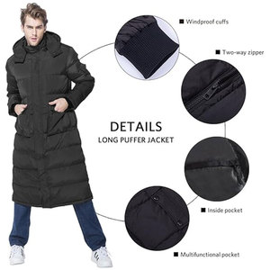 Men’s Winter Warm Puffer <b>Coat</b> Packable Long Hooded Jacket Compressible Lightweight Insulated Cold Weather Outerwear - Product Image 2