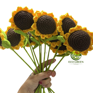 ดอกไม้โครเชต์พรีเมียม ก้านดอกถักมือ สีชมพู ดอกไม้ประดิษฐ์ สำหรับของขวัญวันเกิด วันครบรอบ งานแต่งงาน และตกแต่ง - Product Image 4