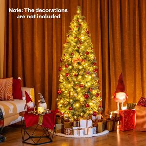 Pre-Lit Blue Slim Artificial Christmas <b>Tree</b> with 9 <b>Lighting</b> Modes - Product Image 2