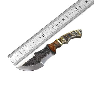 Couteau de camping Tracker Bowie en acier Damas fait main et personnalisé, manche marron et noir, longueur totale 10 pouces, survie, PRESTIGE BLADES - Product Image 2