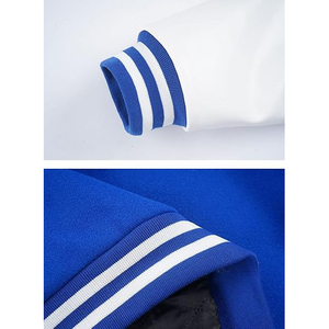 Veste universitaire bleue et blanche pour homme, coupe classique, col rabattu, fermeture boutonnée, style preppy, vêtement d'automne - Product Image 3