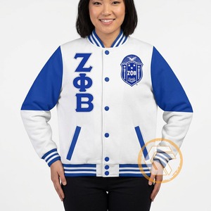 เสื้อแจ็คเก็ตวาร์ซิตี้ Zeta Phi Beta แบบสั่งทำพิเศษจาก GREEK TREASURES เสื้อผ้าสำหรับชมรมนักศึกษา คุณภาพสูง ระบายอากาศได้ดี บุด้วยผ้าซาตินไหม สำหรับผู้หญิง - Product Image 4