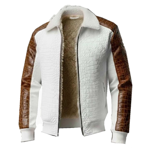 Blouson Bomber Homme en Cuir Véritable Personnalisé de Qualité Supérieure avec Motif Gaufré sur le Devant, Coupe-Vent Hiver, Fourniture OEM en Gros - Product Image 1
