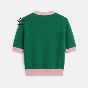 Alfa Personalizada para Mujeres |   Kapa |   Suéter de Punto para Mujer, Cuello en V, Color Verde y Rosa, Marca Alpha Sweaters Sorority, Manga Larga - Product Image 5