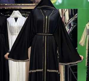 Hot sale Umbrella Abaya Modest Dubai Beaded Sequined <b>Long</b> Sleeve Muslim Traditional Handmade Wedding Women Breathable V Neck - Product Image 1