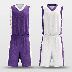 Uniformes de Baloncesto Personalizados con Nombre de Equipo 11, Morado y Blanco, Sublimados, Cuello en V, Sin Mangas, Secado Rápido, Ajuste Atlético, Unisex para Adultos - Product Image 5