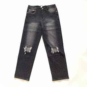 Jean Homme Personnalisé Noir Automne Imprimé Animalier Floral Écologique 100% Coton Coupe Droite Vintage Taille Haute Style Soirée Marque YUCE - Product Image 4