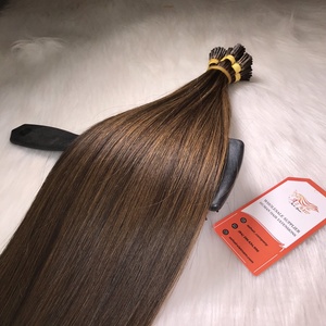 100% Remy Virgin Extensiones de queratina vietnamita I-Tip Natural Straight Highlight Color 12A Grade Machine Extensiones de trama Doble - Product Image 2