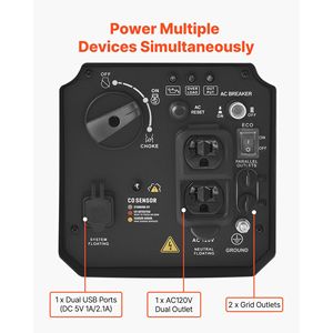 Generatore Inverter Portatile Silenzioso da 2900W di Potenza di Picco, Alimentato a Gas, Uscita 24V DC e AC per Uso Domestico, Design Compatto - Product Image 5