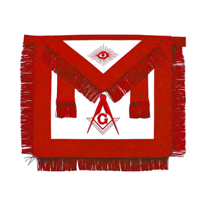 Tablier d'officier maçonnique de luxe rouge avec rabat brodé et bordure à franges, vente en gros, tablier de maître maçon rouge personnalisé, qualité supérieure pour loge - Product Image 1