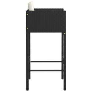 4 chaises de jardin en polyrotin noir avec coussins, tabourets de bar - Product Image 5