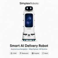 Robot de livraison de repas intelligent à navigation IA pour hôtels, batterie 20Ah, charge utile 40kg, contrôlé par application, recharge automatique, livraison sans contact, restauration