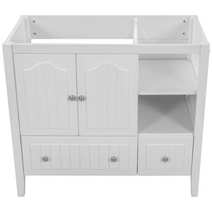 Solo lavabo da bagno da 36 pollici, struttura in legno massello e pannelli in MDF, bianco - Product Image 2