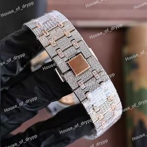 Reloj de pulsera de acero inoxidable para hombre con diamantes de moissanita, esfera redonda y caja con incrustaciones de diamantes. - Product Image 4