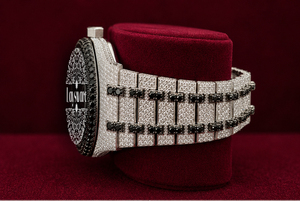 Reloj de Pulsera de Lujo Premium con Esfera de Cristal Analógico y Diamantes Moissanite VVS Blancos Redondos, Correa de Acero Inoxidable con Detalles Brillantes - Product Image 6