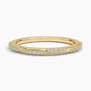 Anillo de Boda Delicado con Diseño de Espiral de Diamantes, Anillo Apilable Curvo de Oro Sólido, Anillo Minimalista con Pavé para Aniversario, Regalo - Product Image 1