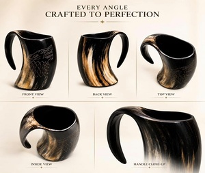 Eco-Friendly Handmade American Style Horn Mug Handle for <b>Beer</b> Wine Party Use-F S INTERNATIONAL - Product Image 3