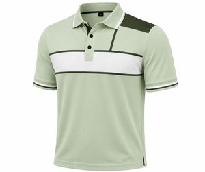 Polo de Manga Corta para Hombre, Diseño a Rayas, Color Block, Tejido de Secado Rápido, Verde, Blanco y Negro - Product Image 1