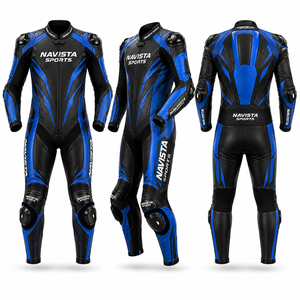 Traje de Motociclismo NAVISTA de Cuero Vacuno Genuino, Equipo de Protección Profesional para Pista, Logotipo Personalizado, Venta al Por Mayor, Transpirable y de Secado Rápido - Product Image 1