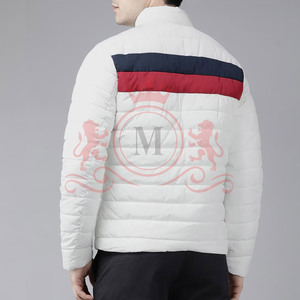 Veste matelassée marron pour homme, col montant, fermeture éclair, coupe-vent, rembourrage en polyester, vêtement d'hiver décontracté, coupe ajustée, longueur standard - Product Image 5