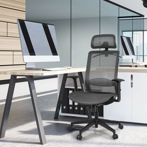 Sedia da Ufficio Ergonomica Reclinabile con Schienale Alto in Rete, Altezza Regolabile 18-22,5 Pollici, con Gancio - Product Image 2