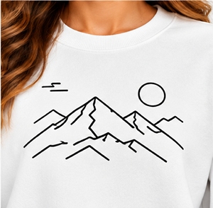 Sudadera Blanca de Cuello Redondo para Mujer, Manga Larga, 100% Algodón, Tejido de Punto, Estampado de Montaña, Ropa Casual de Otoño - Product Image 5
