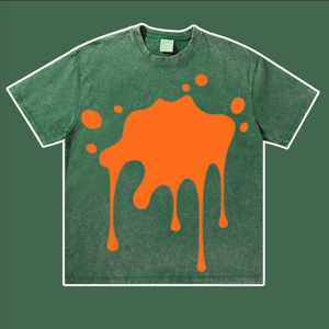 Vintage <b>Acid</b> Wash Heavy Weight T-Shirt <b>Drop</b> Shoulder Distressed Washed Short Sleeves Blank Cotton T-Shirt for Men Women - Product Image 2