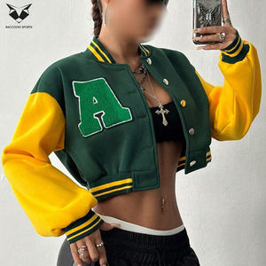 Good Supplier Letter Print Green <b>Yellow</b> Color Long Sleeve Street Wear OEM ODM Service Casual College Baseball Varsity Jackets - Product Image 6