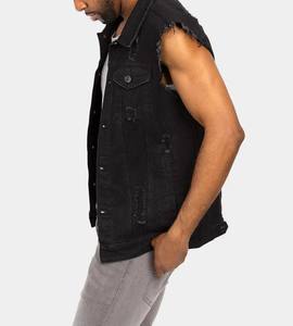 Chaleco vaquero para hombre, rasgado, de invierno, transpirable, con forro polar, cálido, negro, sin mangas, corte ajustado, informal, tipo chaqueta. - Product Image 4