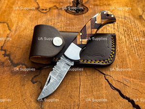 UA Supplies Industrial Grade Hand Forged Damascus Steel Pocket Folding Knife Clip Point Blade Razor Sharp Back <b>Lock</b> 0.5mm - Product Image 2