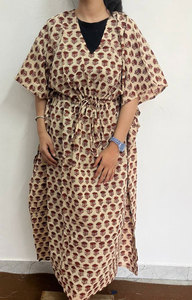 Cotton Printed <b>Kaftan</b> Maxi Dress for Women Featuring Colorful Designs and Easy Fit - Product Image 2