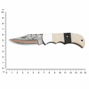 Couteau pliant compact en acier au carbone UM STEEL avec lame polie de 3 pouces, poignée en bois, étui en cuir - Style artisanal - Product Image 5