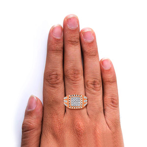 King Art Diamond <b>Men's</b> Band <b>Ring</b> Premium Rose Gold Square Diamond Cluster <b>Ring</b> <b>for</b> <b>Men</b> Elegant Geometric Signet Style - Product Image 2