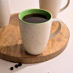 แก้วกาแฟเซรามิกสองสี ทันสมัย หรูหรา ทนทาน พกพาสะดวก ขนาด 350 มล. เป็นมิตรกับสิ่งแวดล้อม สีเบจ-เทา ลายป่า สำหรับสำนักงาน ของขวัญ สีเขียว - Product Image 3