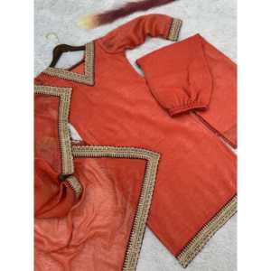 Hermosa ropa de fiesta para mujer Top Bottom Dupatta Set con bordado Work - Product Image 4