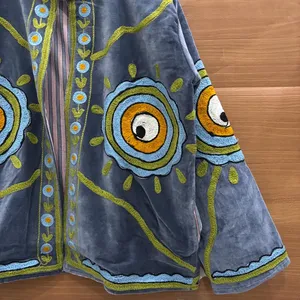 Handmade Cotton Velvet Suzani Embroidery Boho Hippie Women Winter <b>Jacket</b> Indian Ethnic Unisex Coat for Wholesale Buyers - Product Image 3