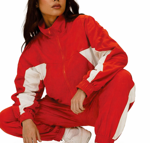 Women's Summer Streetwear Windproof Jacket & Pants Set Polyester & Nylon Zip-up Windbreaker with Solid Pattern Decoration set - Product Image 4