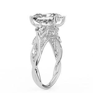แหวนหมั้นเพชรแล็บโกรว์ทรงเรเดียนท์คัท 3 กะรัต ทอง 14K 18K ดีไซน์ใบไม้กิ่งไม้บิดเกลียว แรงบันดาลใจจากธรรมชาติ เครื่องประดับครบรอบ - Product Image 5