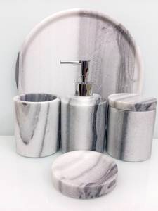 Luxury Marble Bathroom Accessories <b>Set</b> Modern <b>Soap</b> Dispenser Toothbrush Holder Vanity Organizer Home Decor Collection - Product Image 4