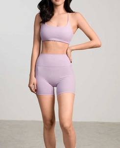 Women's High Waisted Quick Dry Spandex/Nylon Gym Clothing Sets with Elastic Waist Workout Fitness Yoga Biker Shorts and Tank Top - Product Image 3