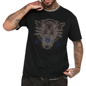Fabrica Color diamantes de imitación algodón camiseta Hombre Ropa con diamantes de imitación microfibra hombres camisetas - Product Image 1