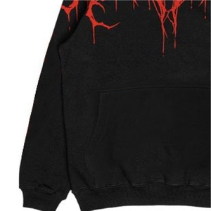 <b>Men</b> Distressed Hoodie Hip Hop Streetwear Velvet <b>Pullover</b> Vintage Oversized Washed Drop Shoulder Heavy Hooded Sweatshirt - Product Image 3