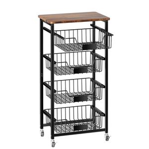 Premium Iron Kitchen <b>Trolley</b> Cart With Spacious Vegetable Basket And Utility Storage For Home Organization - Product Image 4