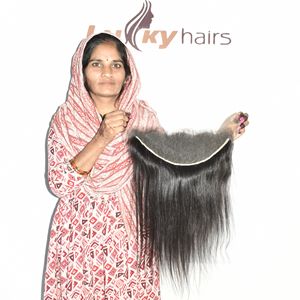 Extensions de cheveux naturels indiens 100% humains, lisses, doux et soyeux, avec frontal HD, aspect naturel, prix usine de gros, produit de qualité. - Product Image 3