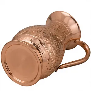 Carafe à eau en cuivre artisanale avec couvercle, design vintage, vaisselle décorative, grande capacité, poignée, récipient ayurvédique bien-être, luxe - Product Image 4