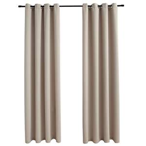 Rideaux occultants en tissu beige 54"x95" avec anneaux, lot de 2 pièces - Product Image 2