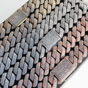 Custom Hiphop Moissanite Heavy <b>Silver</b> <b>Chain</b> Unisex 13mm-22mm Width S925 Solid Rose Gold Plated VVS Diamond <b>Cuban</b> <b>Link</b> <b>Chain</b> - Product Image 3