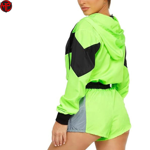 Color Block <b>Women</b> <b>Windbreaker</b> Shorts Set Zip Up Hooded Jacket 2 Piece Tracksuit Quick Dry Streetwear - Product Image 6