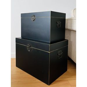 Juego de Cajas de Almacenamiento Rectangulares, Acabado Brillante en Azul Claro y Gris Oscuro, Diseño Apilable, Estilo Minimalista, Material de Madera - Product Image 4