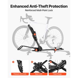 Portabicicletas Plegable para Techo con Capacidad para 33 Libras, Sistemas de Bloqueo y Brazo Ajustable, Portabicicletas para Techo con Ranura en T - Product Image 4